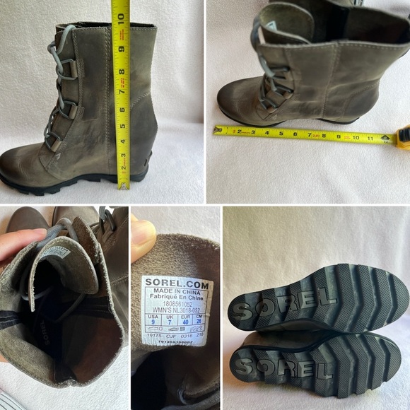 !Sorel Joan Of Arctic Wedge II Boots Lace up Waterproof Leather Gray Women's 9 - Picture 16 of 16